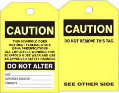 SCAFFOLD TAG/ CAUTION  THIS SCAFFOLD DOES NOT MEET FEDERAL/STATE, 6.125X3, Tagboard, 25/PK