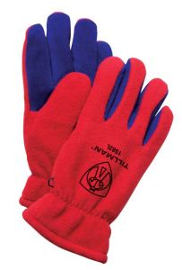 Premium Polar Fleece/Cowhide Winter Gloves, M, Green