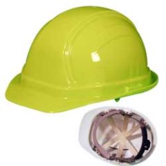Vulcan Regular Brim Hard Hat w/ Ratchet Suspension, Hi-Viz Lime Green